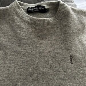 Vintage Yves Saint Laurent YSL Wool Cashmere Grey Sweater Size Medium